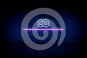 Co - blue neon announcement signboard