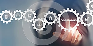 Co-branding, marketing strategy concept. Brands collaborate to create a new product or service, strengthening brand image photo