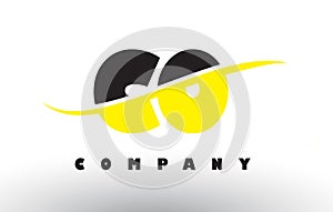 CO C O Black and Yellow Letter Logo with Swoosh.