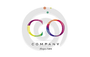 co c o creative rainbow colors alphabet letter logo icon