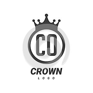 CO C O Letter Logo Design with Circular Crown