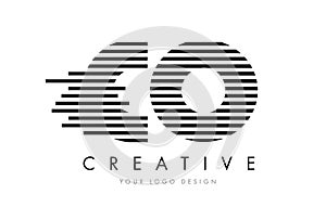 CO C O Zebra Letter Logo Design with Black and White Stripes