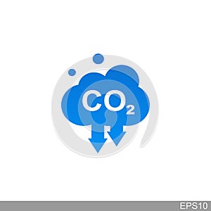 Co2, carbon dioxide emissions icon on white background