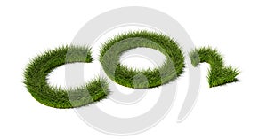 CO2, carbon dioxide, symbol growing as grass, ecology, environment or sustainability concept on white background