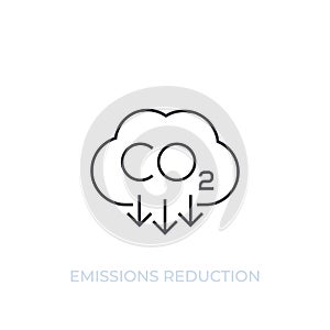 Co2, carbon emissions reduction, vector line icon photo