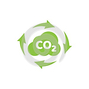 Co2 cloud and arrows vector icon