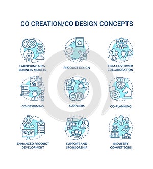Co-creation concept icons set