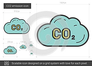 CO2 emission line icon.