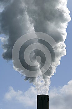 CO2 Emissions from flue pipe of coal power plant