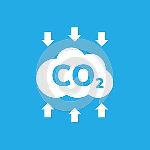 CO2 emissions vector icon. Carbon gas cloud, dioxide pollution. Global ecology exhaust emission smog concept