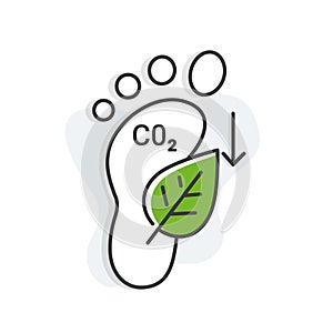 CO2 footprint reduction icon. Sustainability and Carbon Footprint Reduction Icon - Vector Illustration for Eco-Friendly Concepts