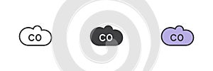 CO gas cloud different style icon set