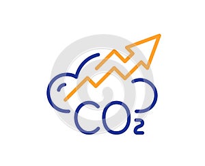 Co2 gas line icon. Carbon dioxide emissions sign. Vector