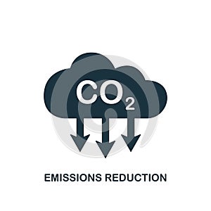 CO2 Icon. Emissions Reduction of Carbon Gas. Black Cloud of CO2 Gas. Decrease Pollution Icon. Carbon Dioxide Emissions