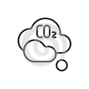 CO2, in line design. CO2, carbon dioxide, greenhouse gas, emission on white background vector. CO2 editable stroke icon. photo