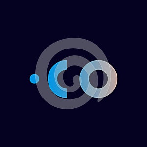 CO monogram logo signature icon. Alphabet initials technology and new media icon.