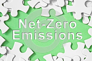 CO2 Net-Zero Emission - Carbon Neutrality concept in jigsaw puzzle shape photo