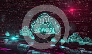 CO2 neutral zero emission decarbonize symbol digital concept 3d illustration photo