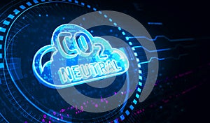 CO2 neutral zero emission decarbonize symbol digital concept 3d illustration photo