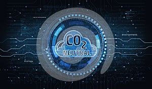 CO2 neutral zero emission decarbonize symbol digital concept 3d illustration photo