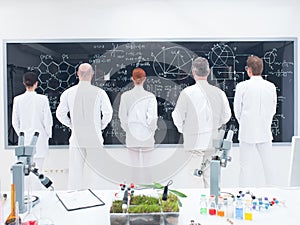 Co-workers laboratory analysis