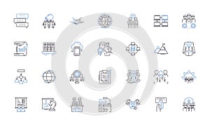 Co-working line icons collection. Collaboration, Productivity, Nerking, Flexibility, Innovation, Diversity, Community