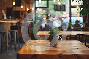 Co-Working Lounge Zone With Empty Tables and Cafe Area