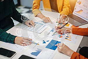 Co working process, team working.Coding software developer work with AR new design dashboard computer icons