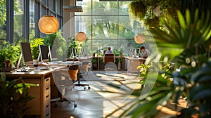 Co-working space of the future: Eco-friendly environment.