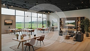 Co-working space located in a modern farmhouse