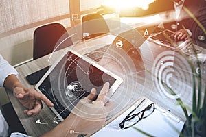 co working team meeting concept,businessman using mobile phone a