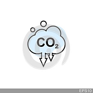 Co2, carbon dioxide emissions icon on white background