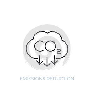 Co2, carbon emissions reduction, vector line icon