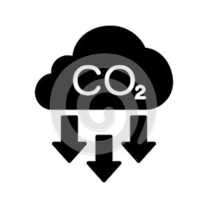 CO2 with Cloud Emission Gas Silhouette Icon. Reduction Greenhouse Symbol. Carbon Dioxide Pollution in Air Glyph