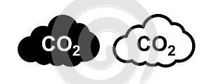 CO2 cloud icon set, smoke pollutant damage, smog pollution concept, environmental pollution, emissions, carbon dioxide formula