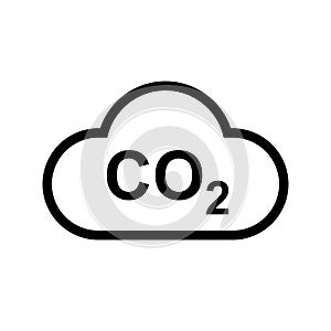 CO2 cloud icon, smoke pollutant damage, smog pollution concept, environmental pollution, emissions, carbon dioxide formula symbol