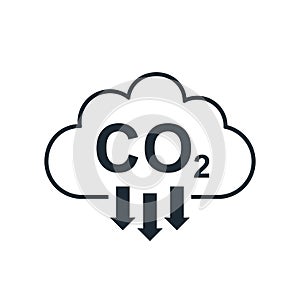 CO2 cloud icon, smoke pollutant damage, smog pollution concept, environmental pollution, emissions, carbon dioxide formula symbol