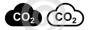 CO2 cloud icon, smoke pollutant damage, smog pollution concept, environmental pollution, emissions, carbon dioxide formula symbol