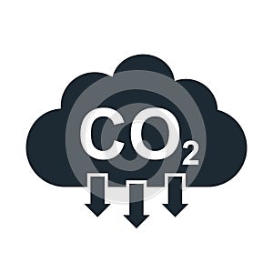 CO2 cloud icon, smoke pollutant damage, smog pollution concept, environmental pollution, emissions, carbon dioxide formula symbol