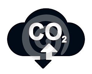 CO2 cloud icon, smoke pollutant damage, smog pollution concept, environmental pollution, emissions, carbon dioxide formula symbol