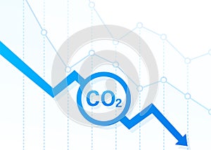 CO2 decrease logo in flat style isolated on empty background. Flat icon on white backdrop. Vector logo illustration.