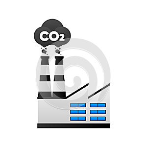 CO2 Emission. Coal-fired power plant station. Generate electricity and produce emissions. Environmental pollution