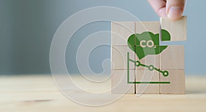 CO2 emission concept. Green industries business concept. Net zero emissions. Renewable energy, sustainable technology, ecology sol