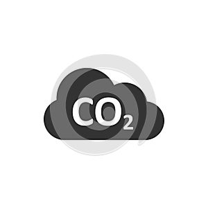 Co2 emission icon in flat style. Cloud disaster vector illustration on white isolated background. Environment sign business