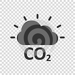Co2 emission icon in flat style. Cloud disaster vector illustration on white isolated background. Environment sign business