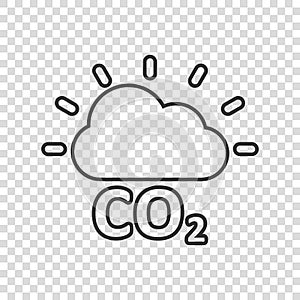 Co2 emission icon in flat style. Cloud disaster vector illustration on white isolated background. Environment sign business