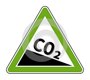 CO2 emission reduction sign green triangular shape