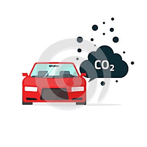 Co2 emissions vector illustration, car carbon dioxide emits symbol