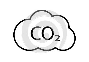 CO2 emissions vector line icon. Carbon gas cloud, dioxide pollution. Global ecology exhaust emission smog concept