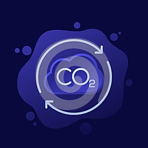 co2 gas, carbon dioxide offset icon, vector design